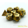 Golden Solid Metal Polyhedral D&D Dice Set of 7, Metallic RPG Role Playing Game Dice in 4 Assorted Colors